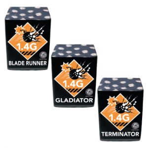 assorted 1.4g 25 shot cakes firework