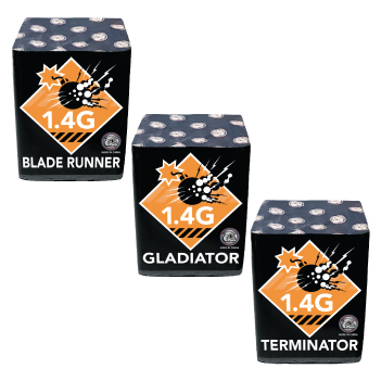 assorted 1.4g 25 shot cakes firework