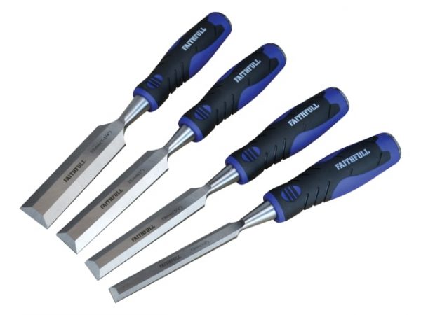 Soft Grip Chisel Set + Storage Wallet, 4 Piece