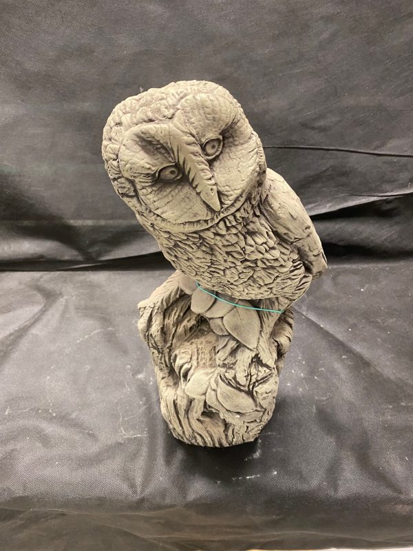 Owl on post garden stone ornament