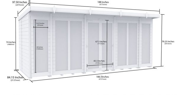 16ft x 7ft Pent Summer House (Full Height Window) - Image 2