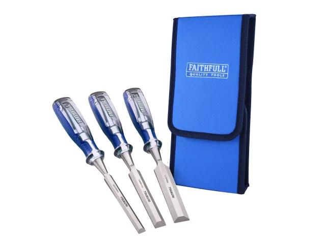 Faithfull 3 Piece Chisel Set In Wallet